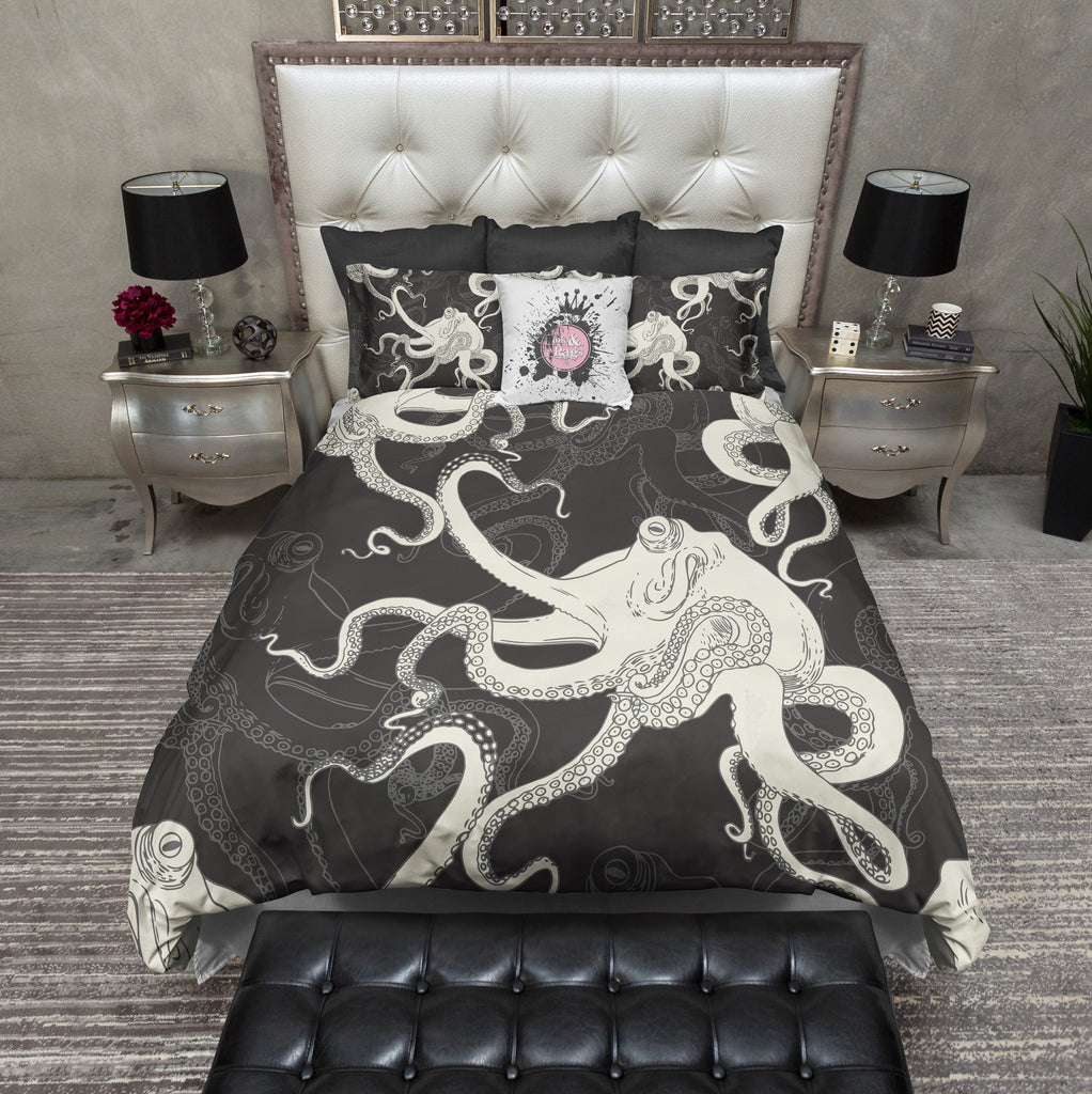 Cream and Black Octopus CREAM Bedding Collection