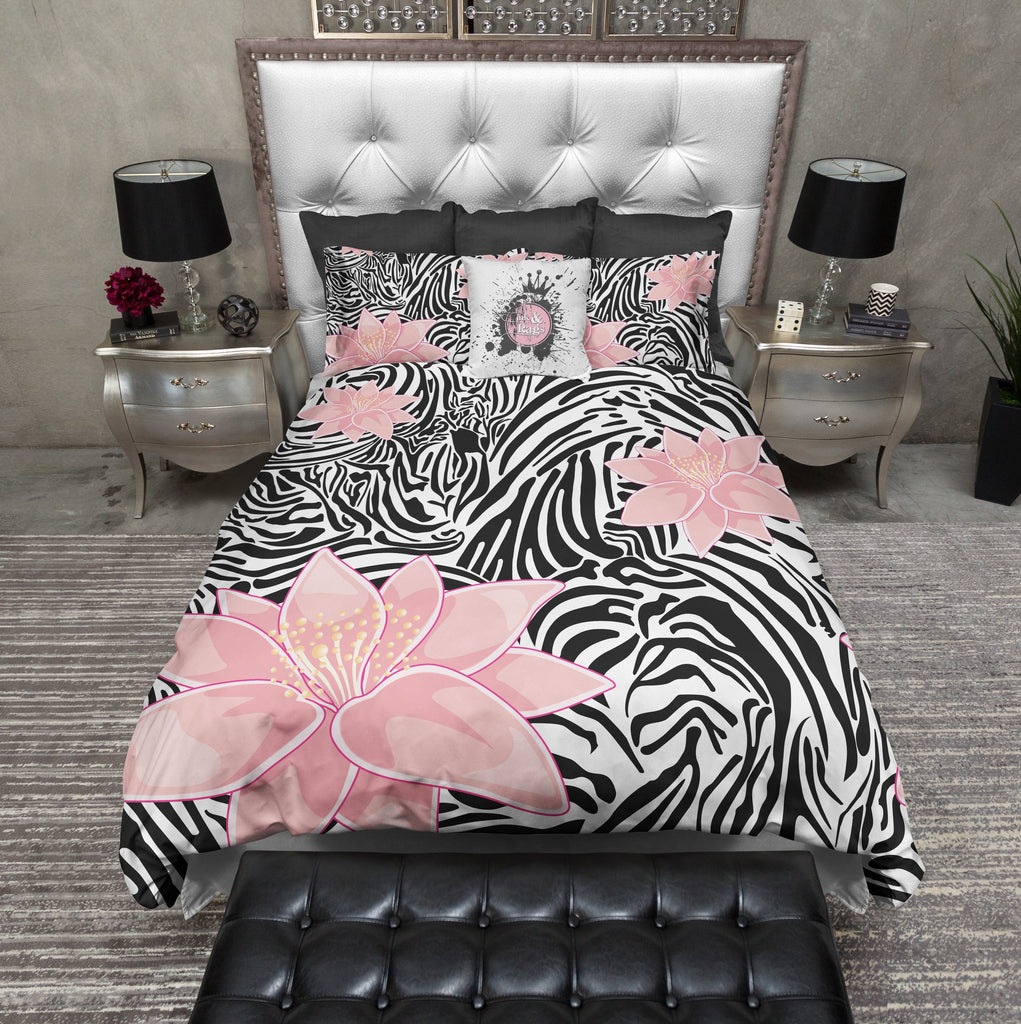 Pink Lily Zebra Print Bedding Collection