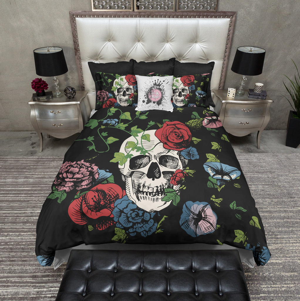 Ivy and Flowers Skull Bedding Collection