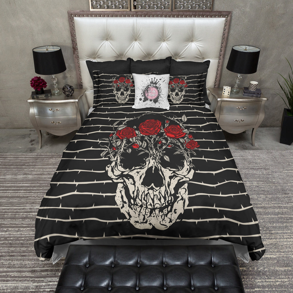 Thorn and Red Rose Skull Bedding Collection