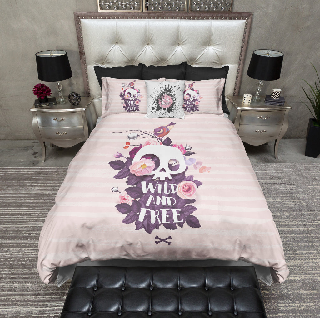 Wild and Free Pink Stripe Skull Bedding Collection