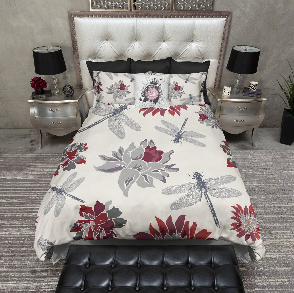 Dragonfly and Red Flower Bedding Collection