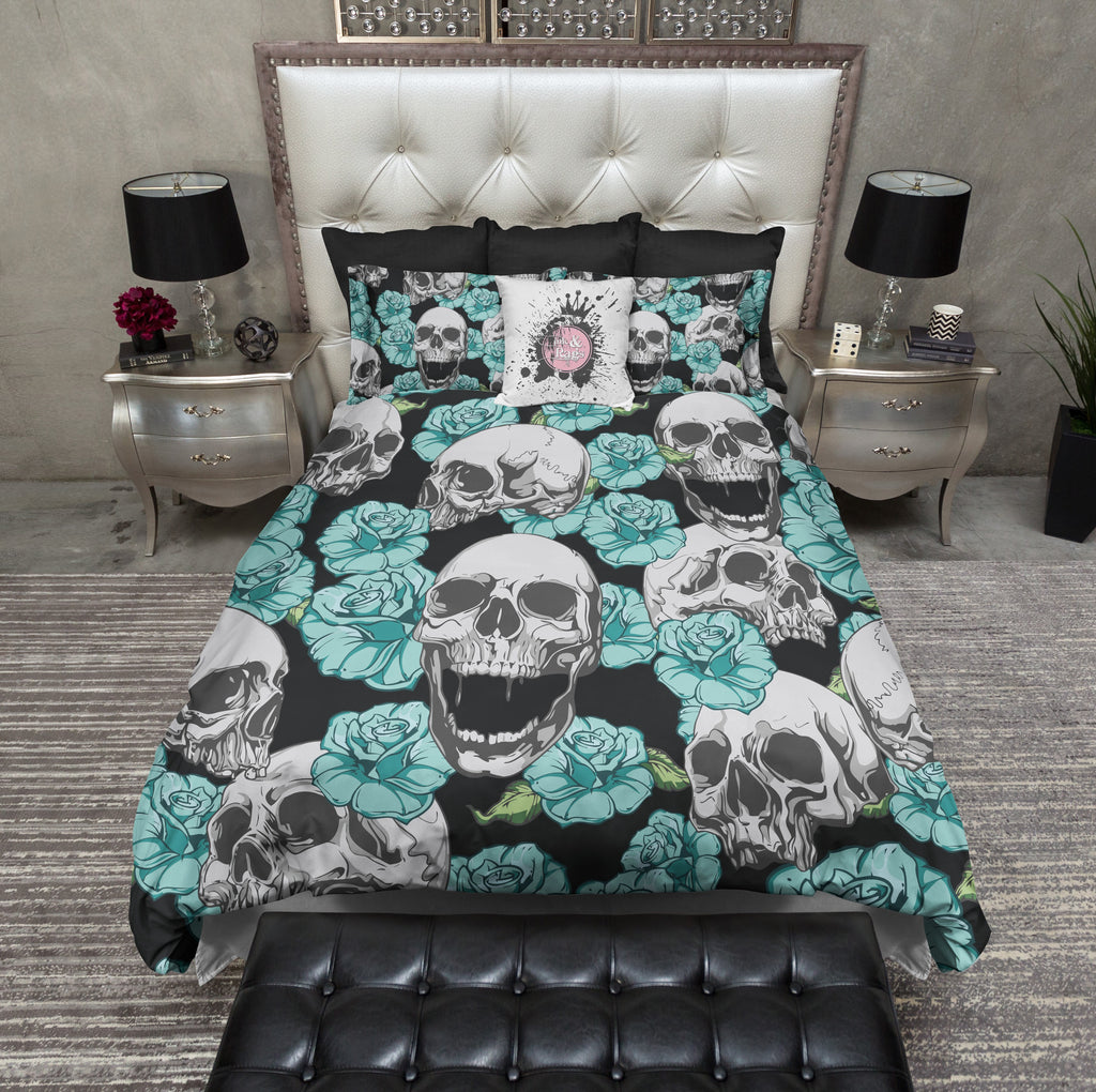 Teal and Turquoise Skull Bedding Collection