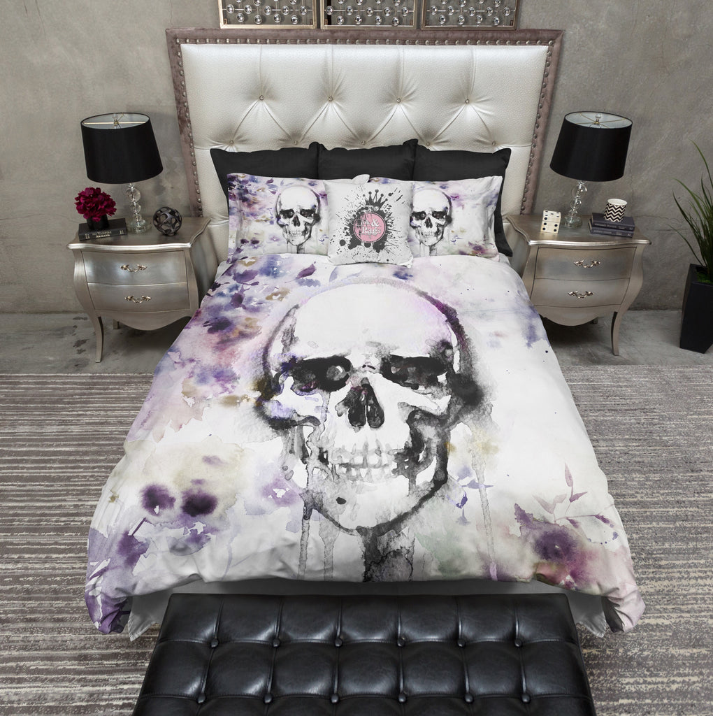 Lavender Fields Watercolor Skull Bedding Collection