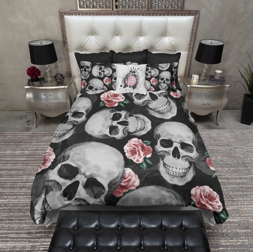 Vintage Soft Red Skull Bedding Collection