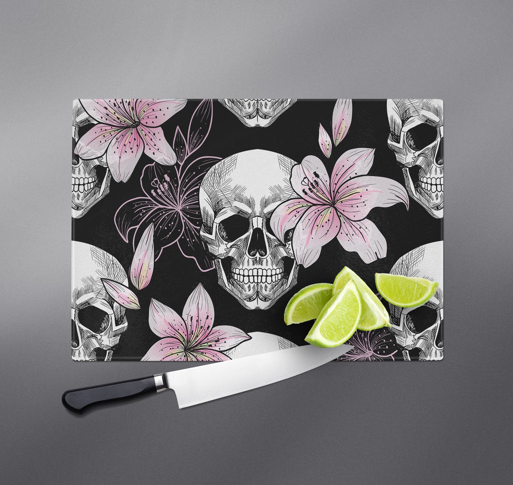Pink Lily and Skull Cutting Boards