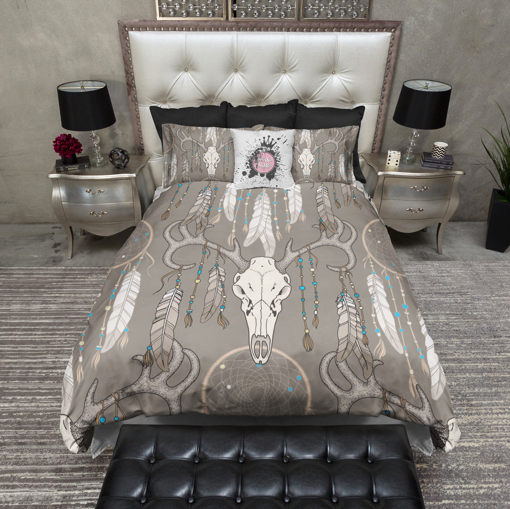Feather and Dreamcatcher Buck Skull Deer Bedding Collection
