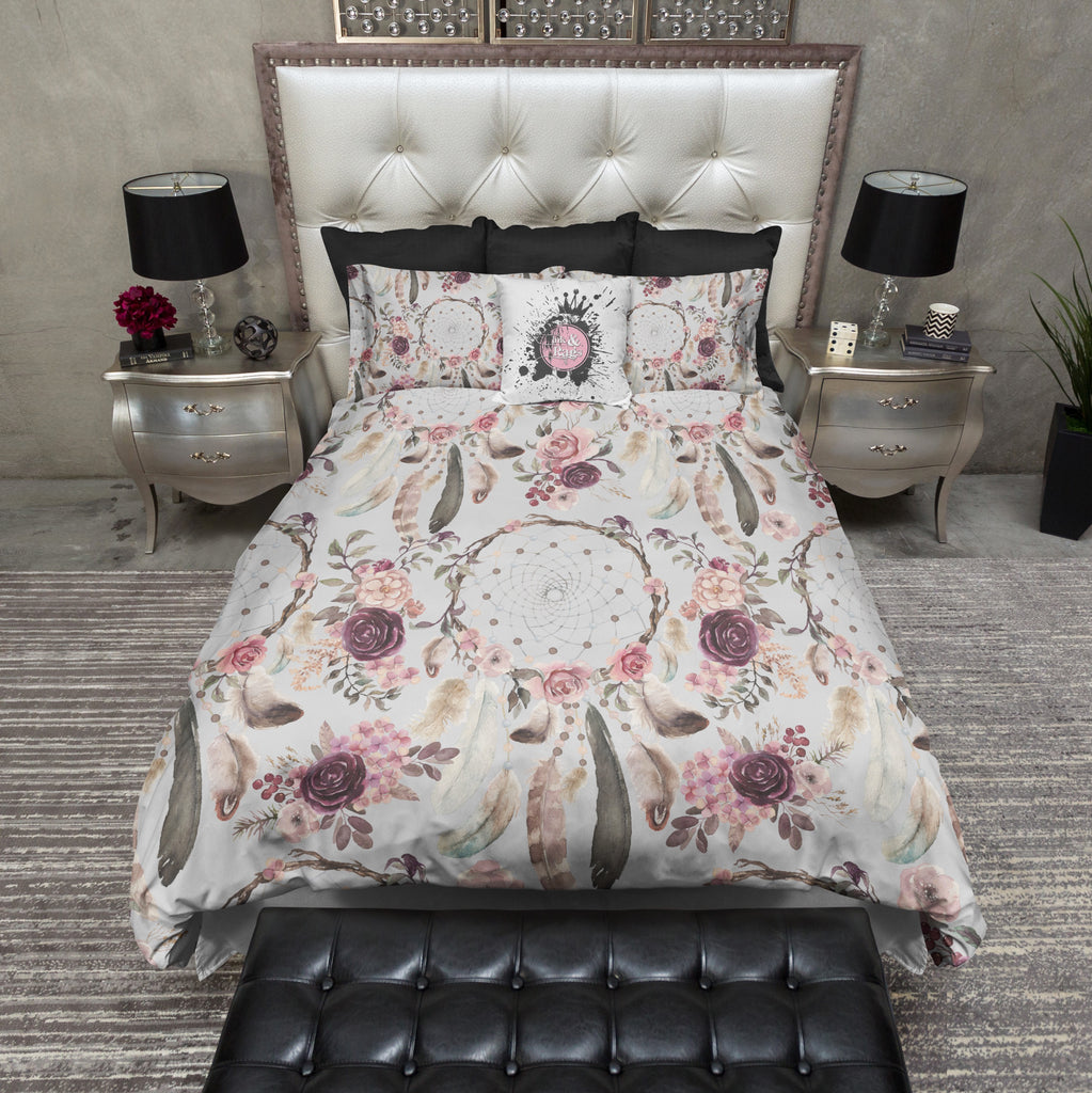 Sweet Boho Burgundy Rose Dreamcatcher Bedding Collection