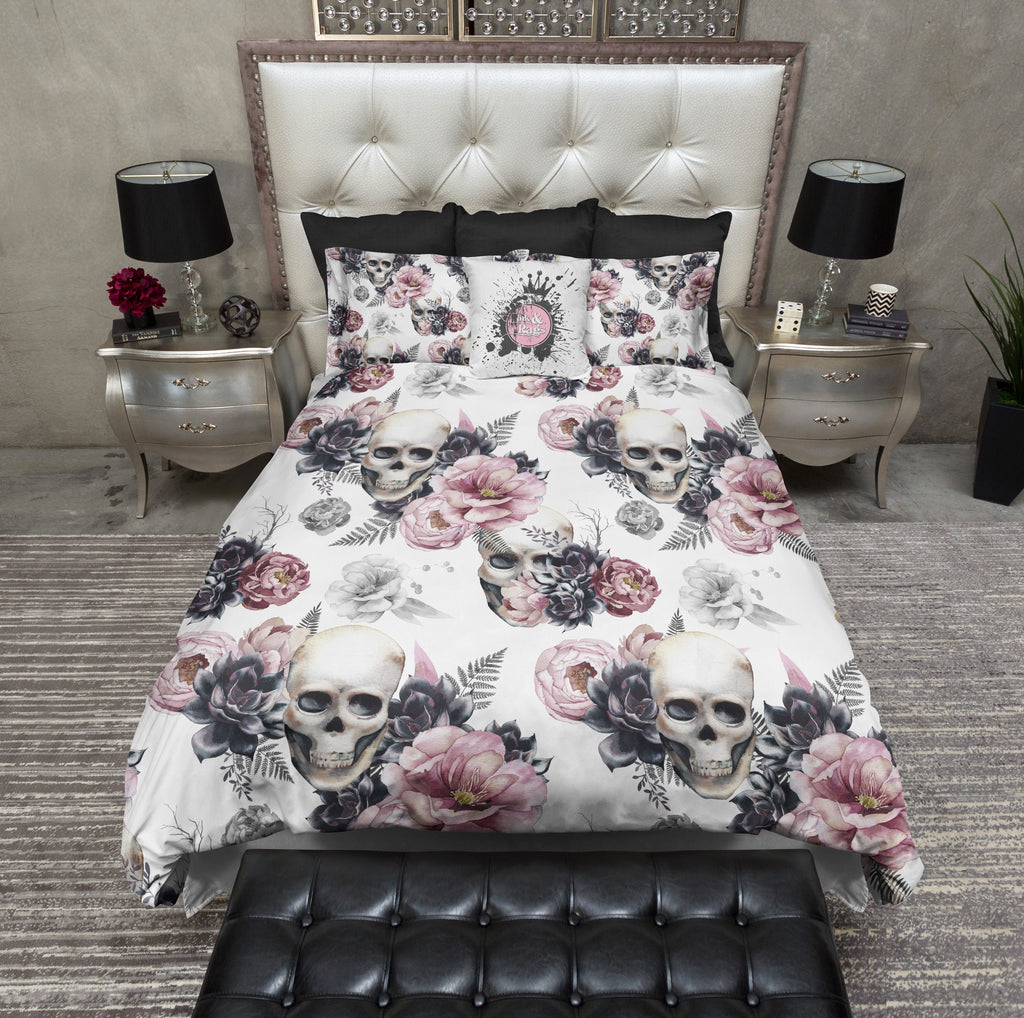 Succulent Rose Skull Bedding Collection