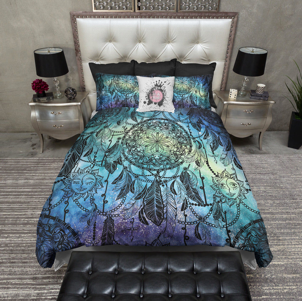 Watercolor Starry Night Dreamcatcher Sun Moon Bedding Collection