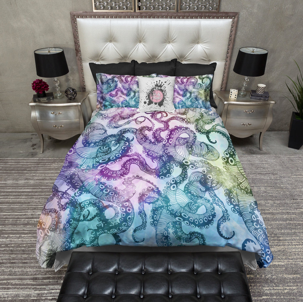 Modern Bright Multi Color Octopi Bedding Collection