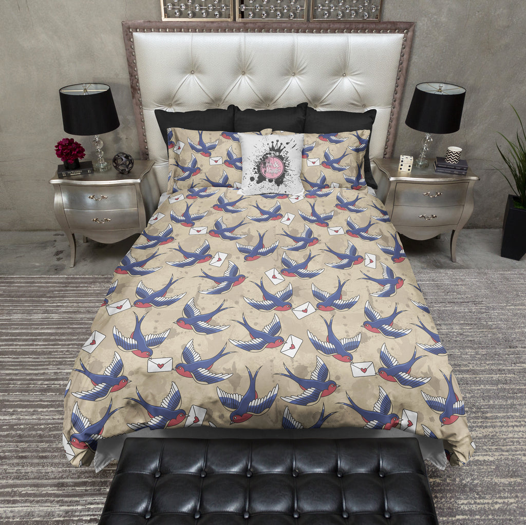 Rockabilly Love Letters & Swallows Bedding Collection