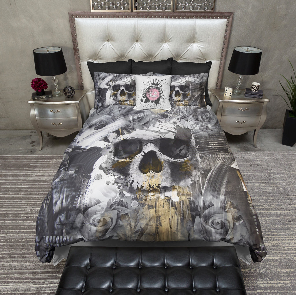 Abstract Rose and Skull Bedding Collection