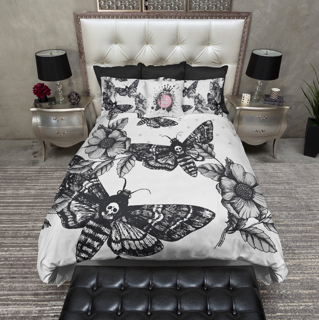 Death Moth and Flower WHITE Bedding Collection