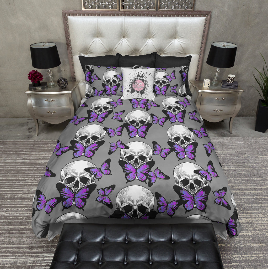 Purple Butterfly Skull Bedding Collection