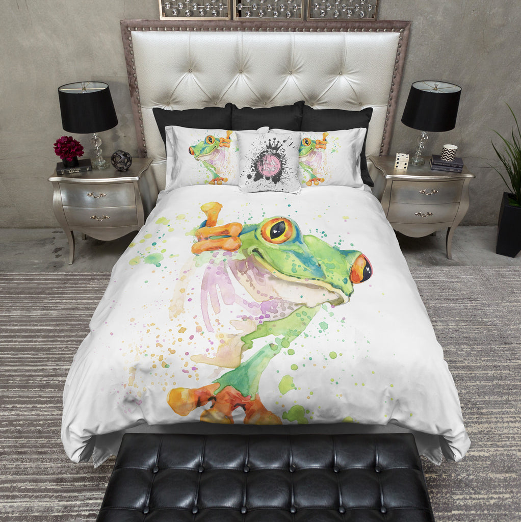 Watercolor Tree Frog Bedding Collection