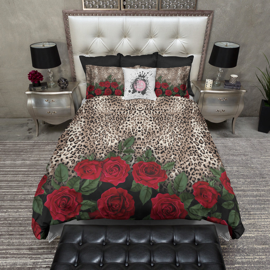 Leopard Rose Animal Print Bedding Collection