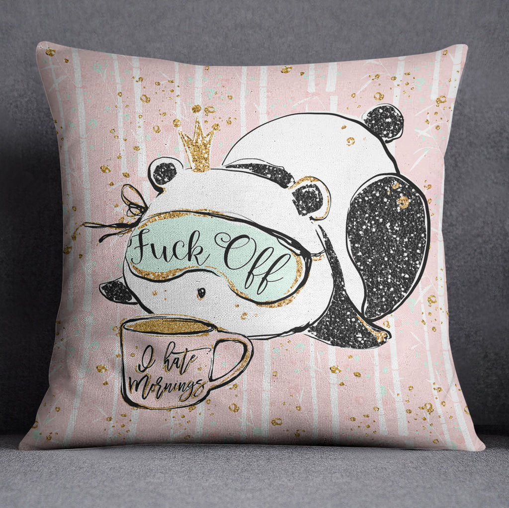 Adult Not a Morning Panda Throw Pillow