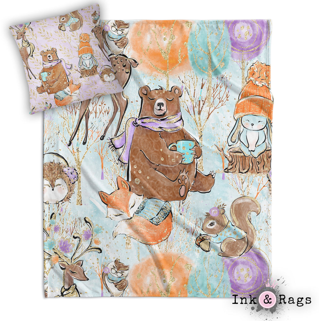 Winter Woodland Nursery Throw and Pillow Cover Set