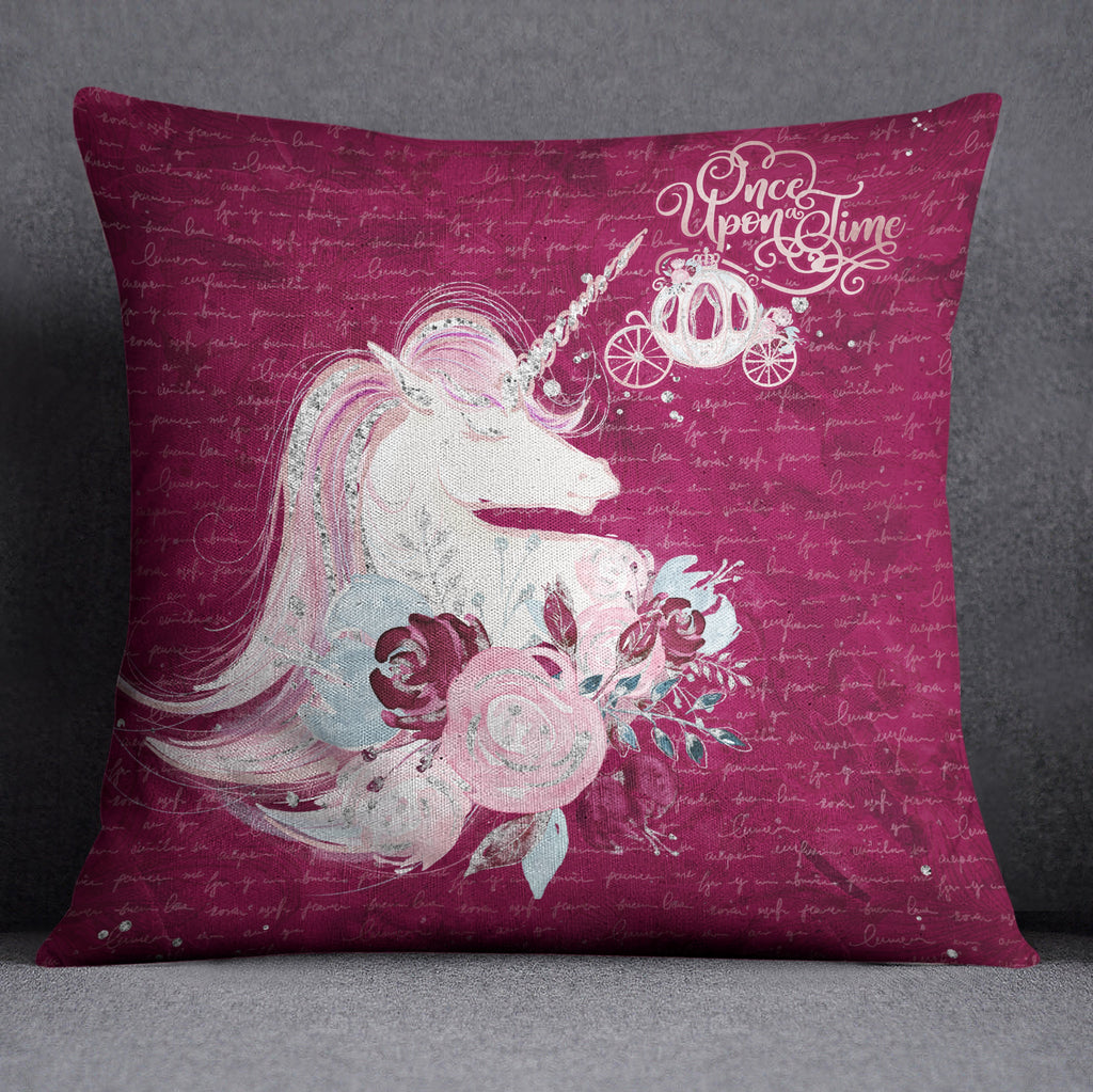 Once Upon a Time Unicorn Rose Nursery Throw and Pillow Cover Set