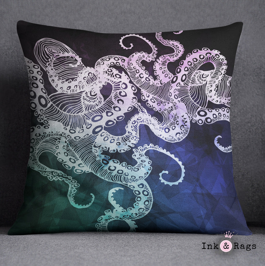Midnight Octo Decorative Octopus Throw and Pillow Cover Set