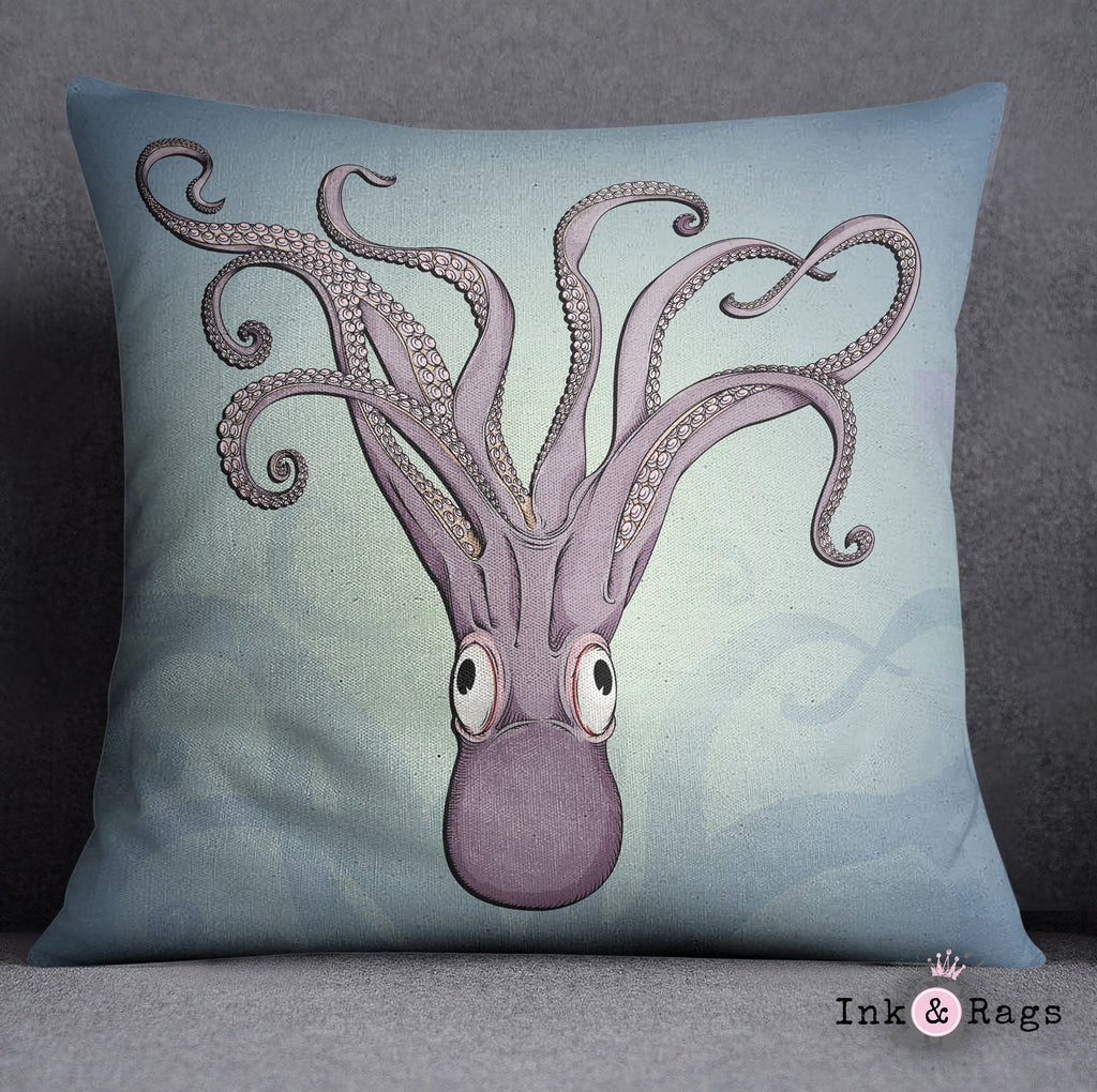 Purple Tentacle and Full Octopus Decorative Throw and Pillow Cover Set