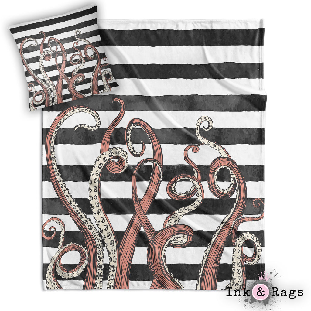Tentacle Stripe Throw and Pillow Cover Set