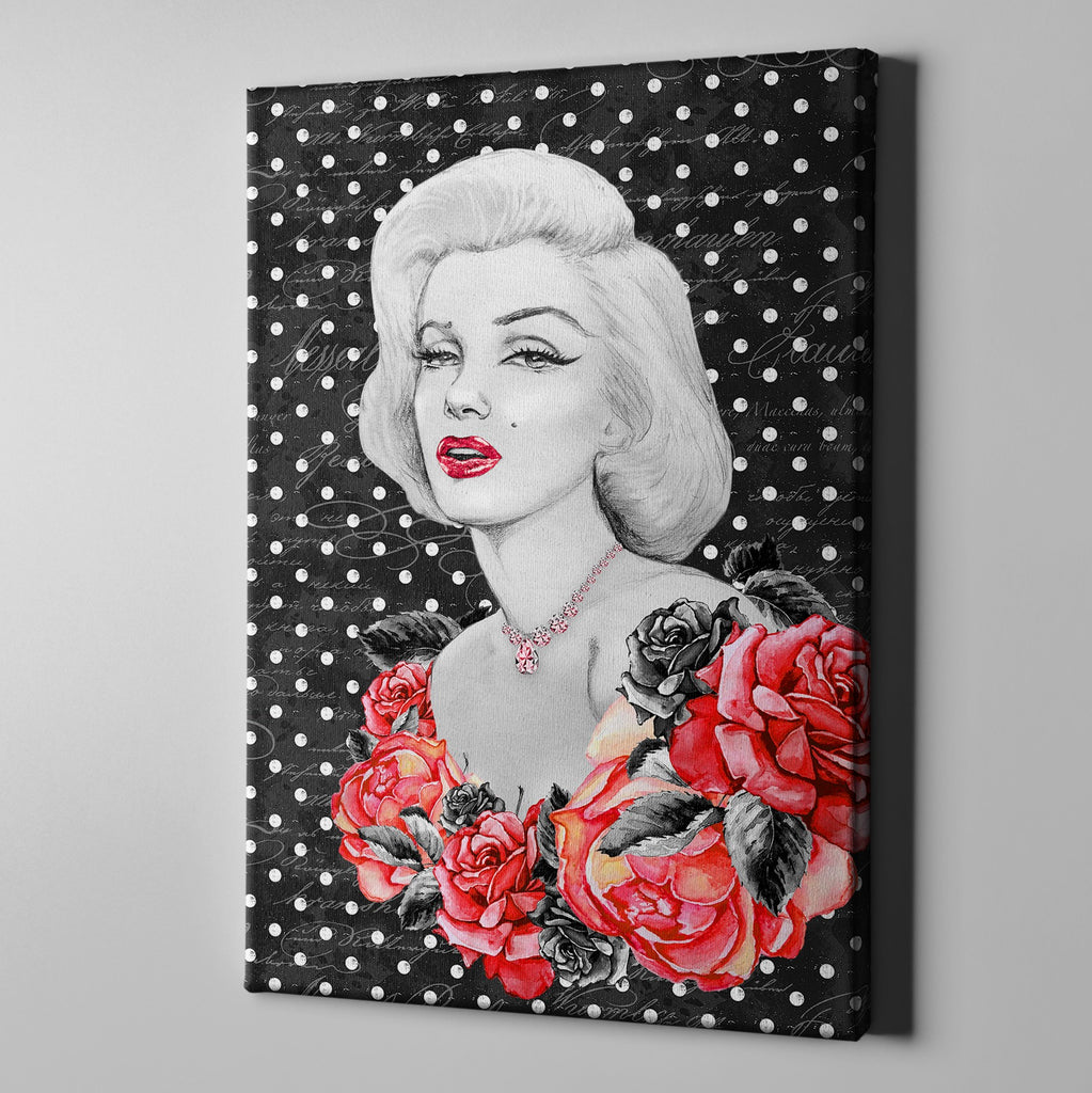 Hollywood Marilyn on Polka Dots Gallery Wrapped Canvas