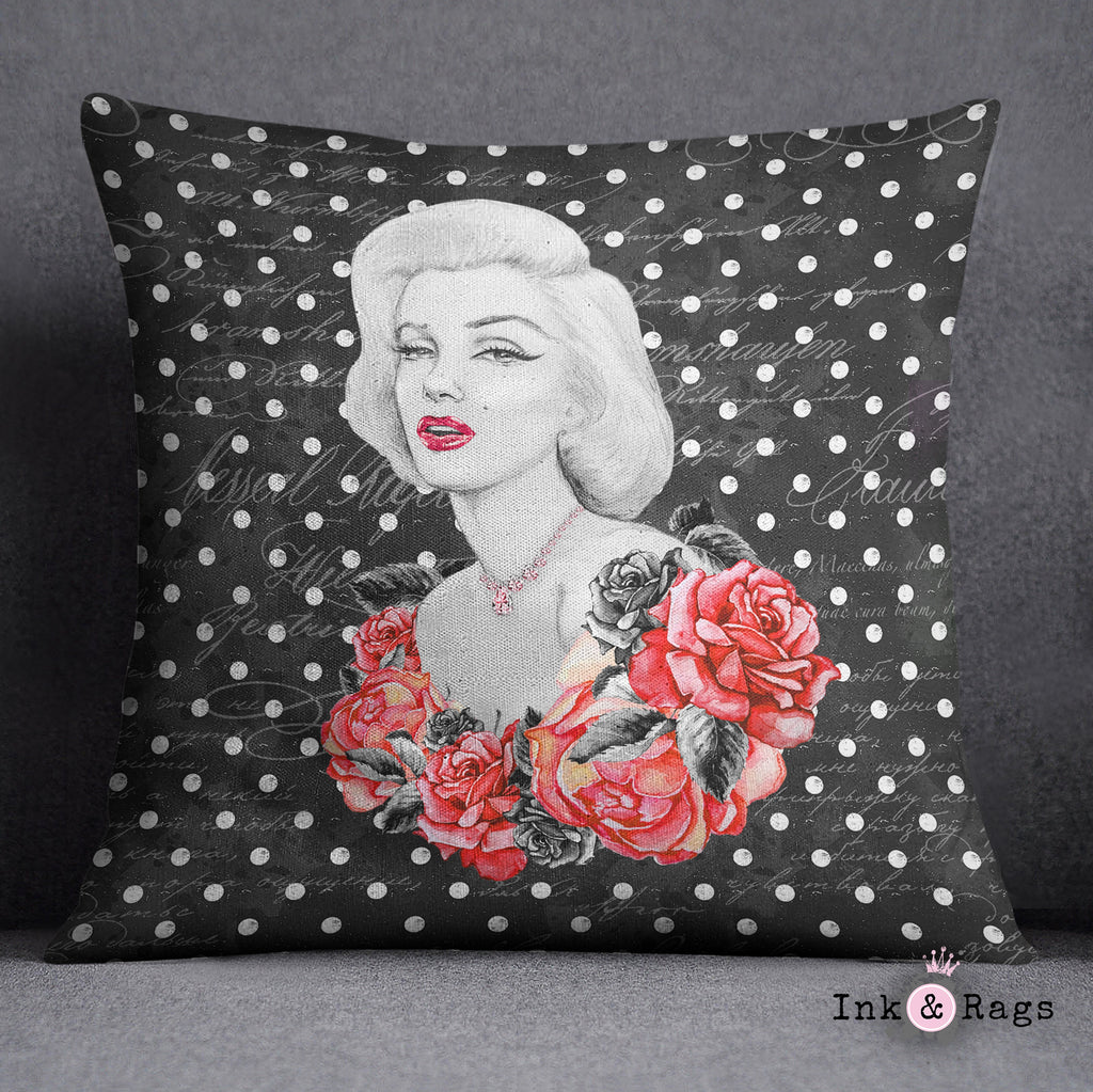 Hollywood Red Rose Marilyn Throw Pillow