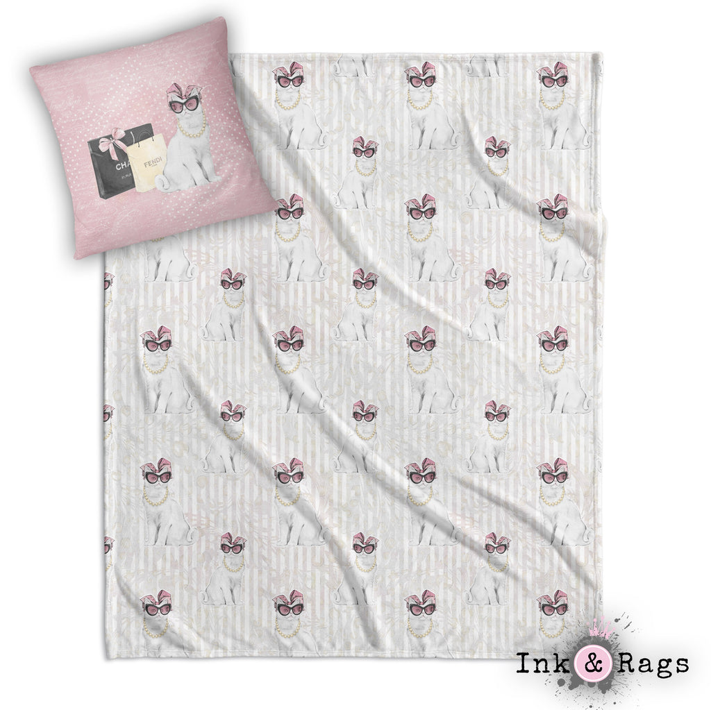 Little Miss Kitty Decorative Throw and Pillow Cover Set
