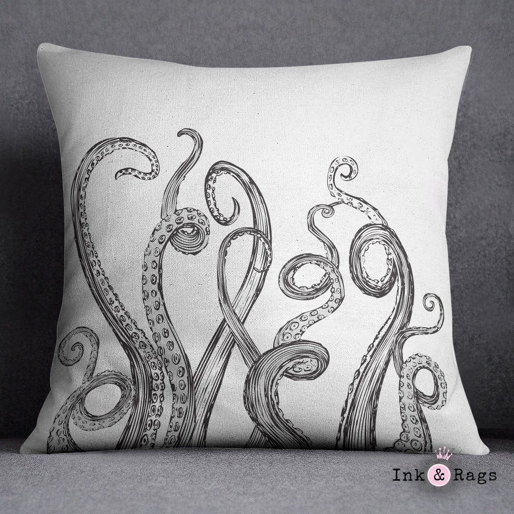 White Octopus Tentacle Throw Pillow