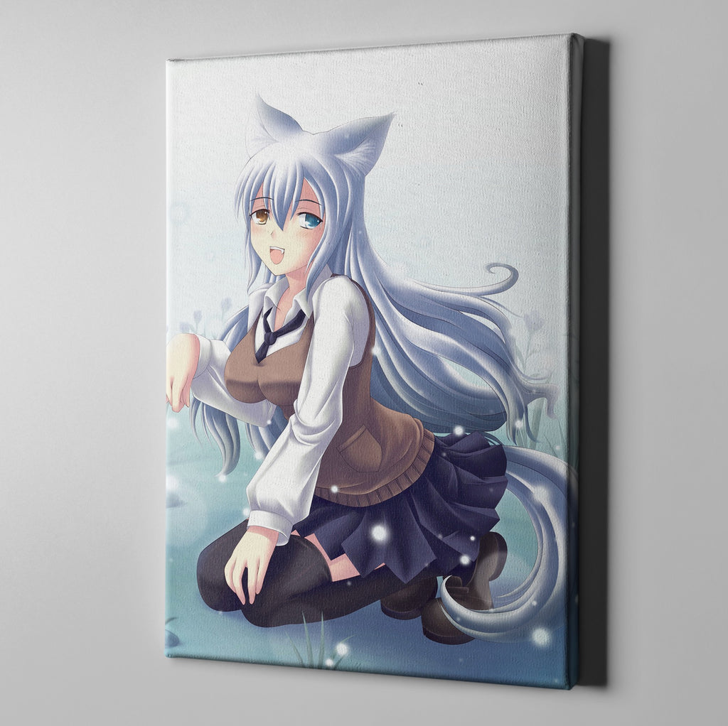 Fox School Girl Anime Gallery Wrapped Canvas