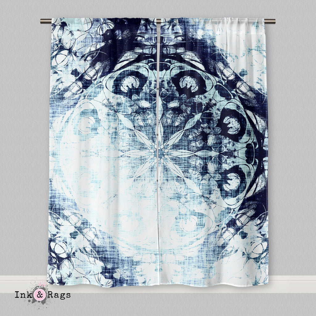 Boho Blue Ombre Mandala Curtains