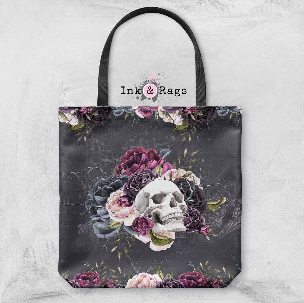 Forget Me Not Skull and Rose Casual Tote