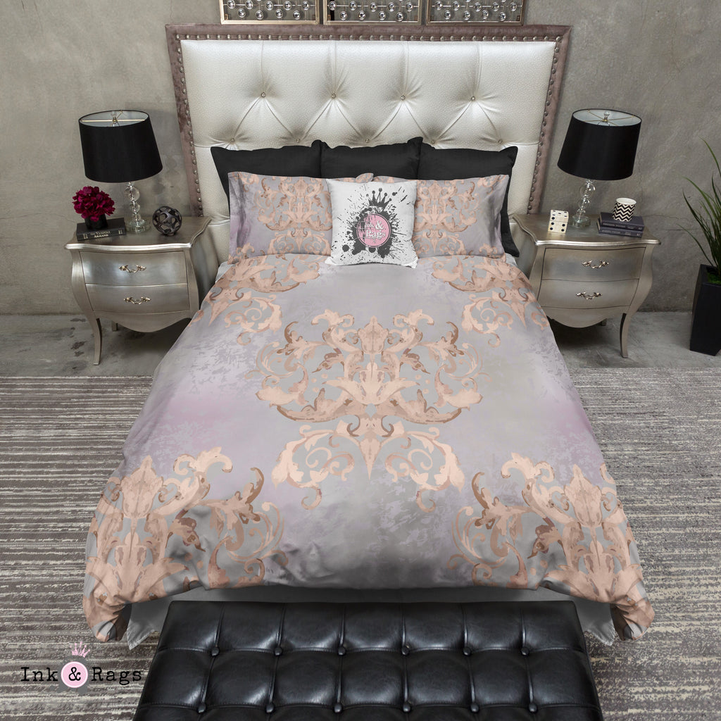Dusk Watercolor Victorian Damask Bedding Collection