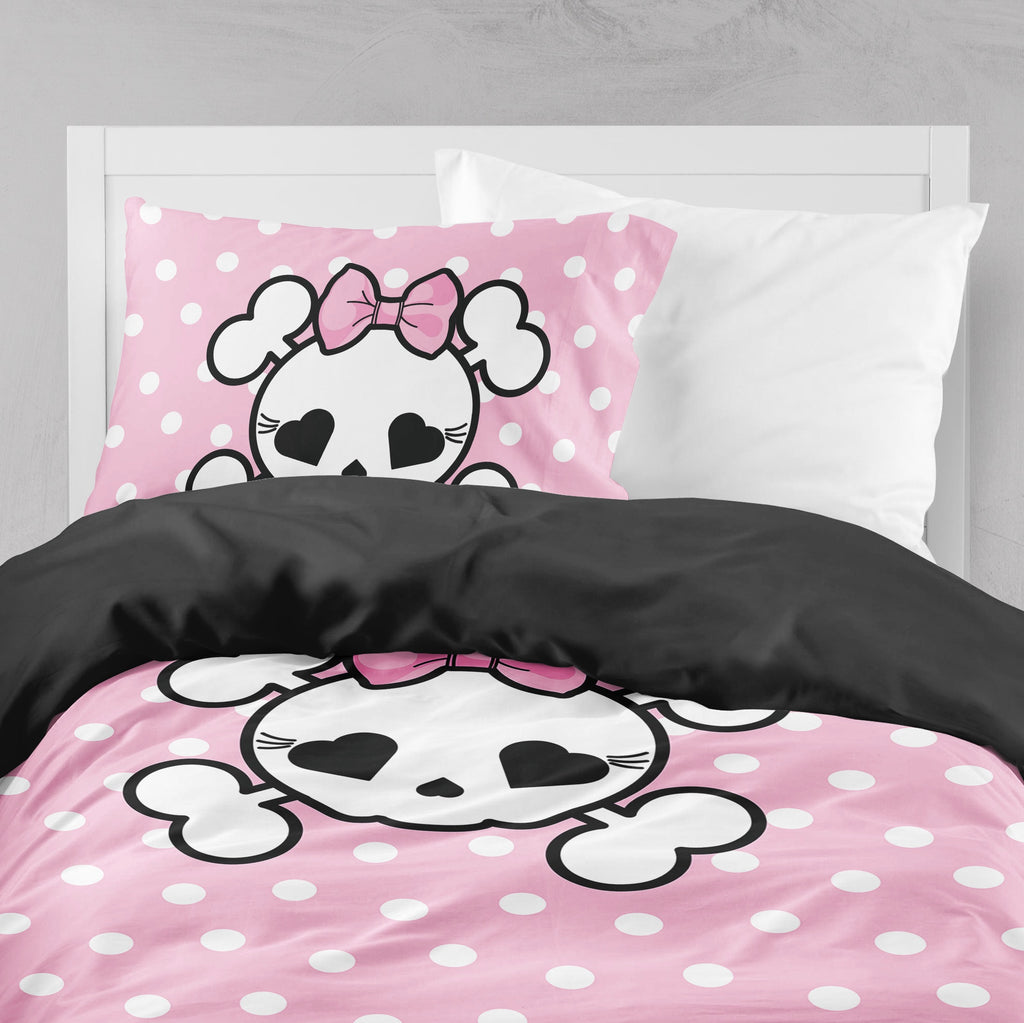 Pink Polka Dot Candy Skull Crib and Toddler Bedding Collection