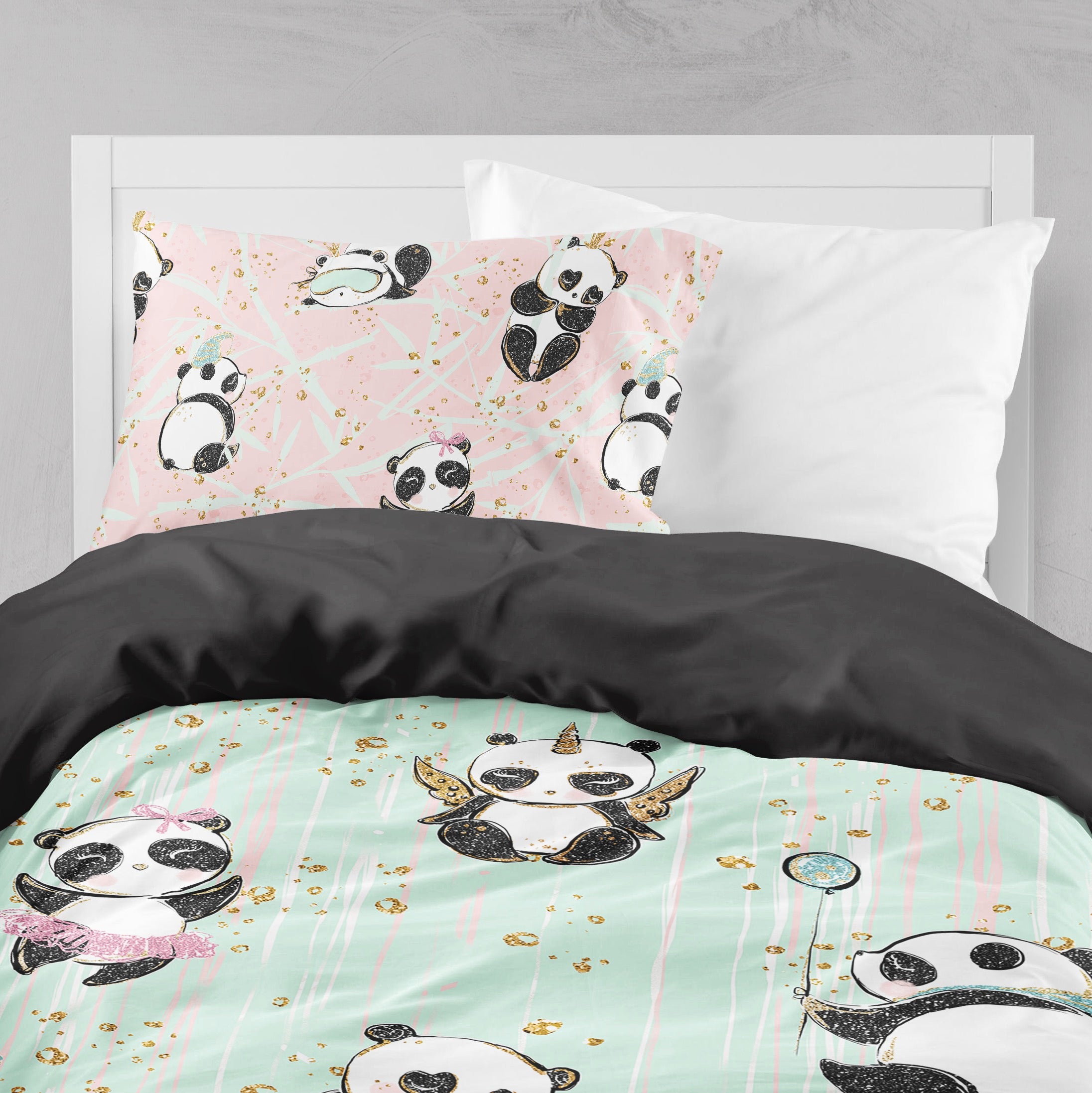Panda Crib Morning Panda Crib and Toddler Bedding Collection – Ink and Rags