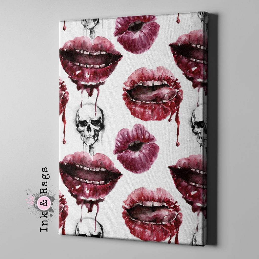 Oh la la! Lips and Skulls Gallery Wrapped Canvas