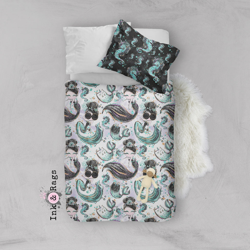 Breakfast At Tiffany Audrey Mermaid Caticorn Seahorse Crib and Toddler Bedding Collection