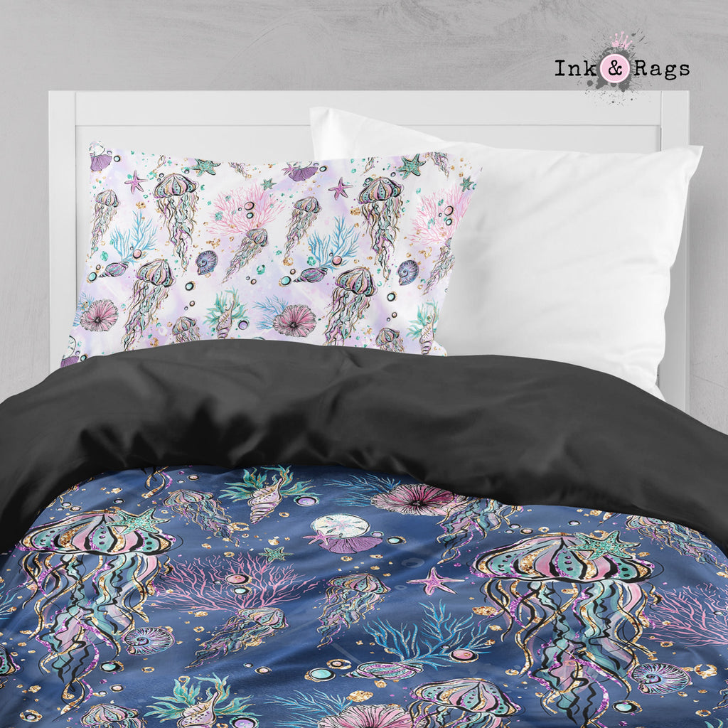 Glitz and Glam Jellyfish Sea Shell Crib and Toddler Bedding Collection