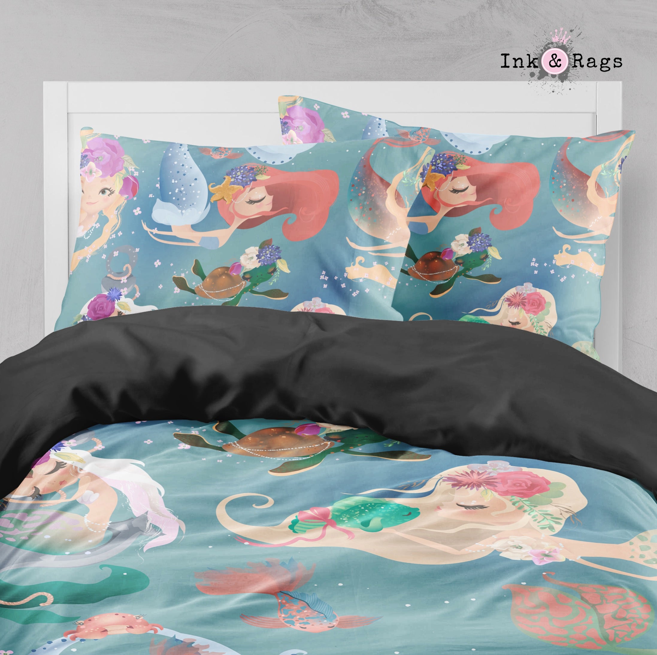 Delightful Mermaids and Turtle Friend Big Kids Bedding Collection – Ink ...