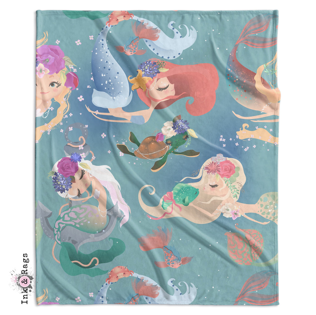 Delightful Mermaids and Turtle Friend Crib and Toddler Bedding Collection