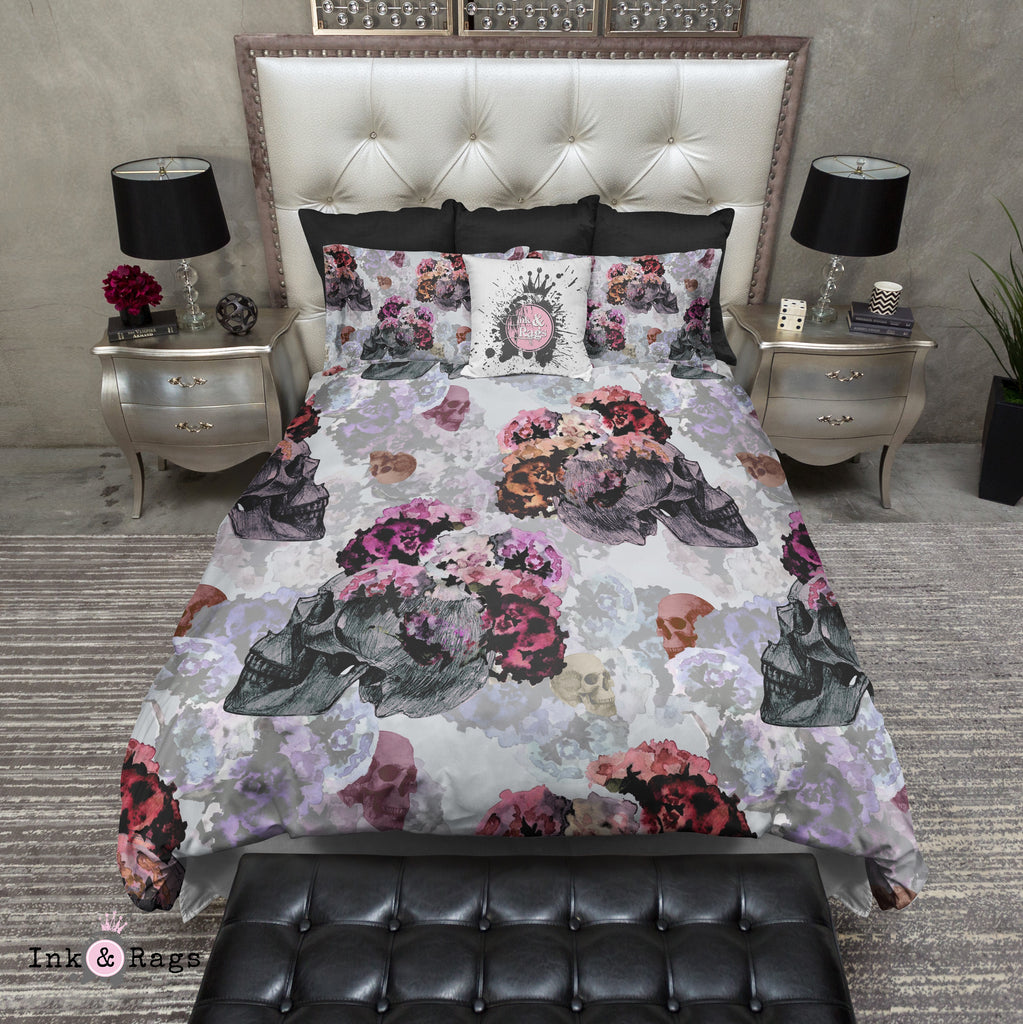 Vintage Pen and Watercolor Skull Bedding Collection