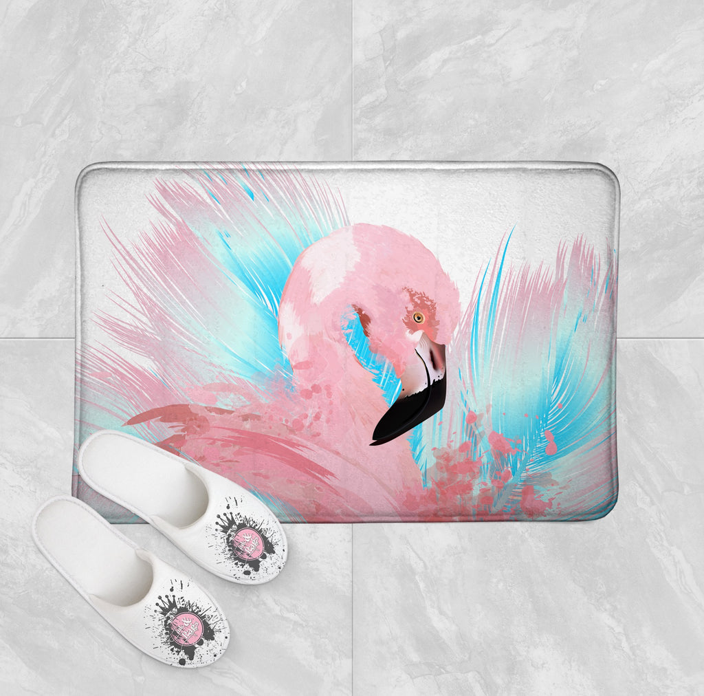 Watercolor Flamingo Shower Curtains and Optional Bath Mats