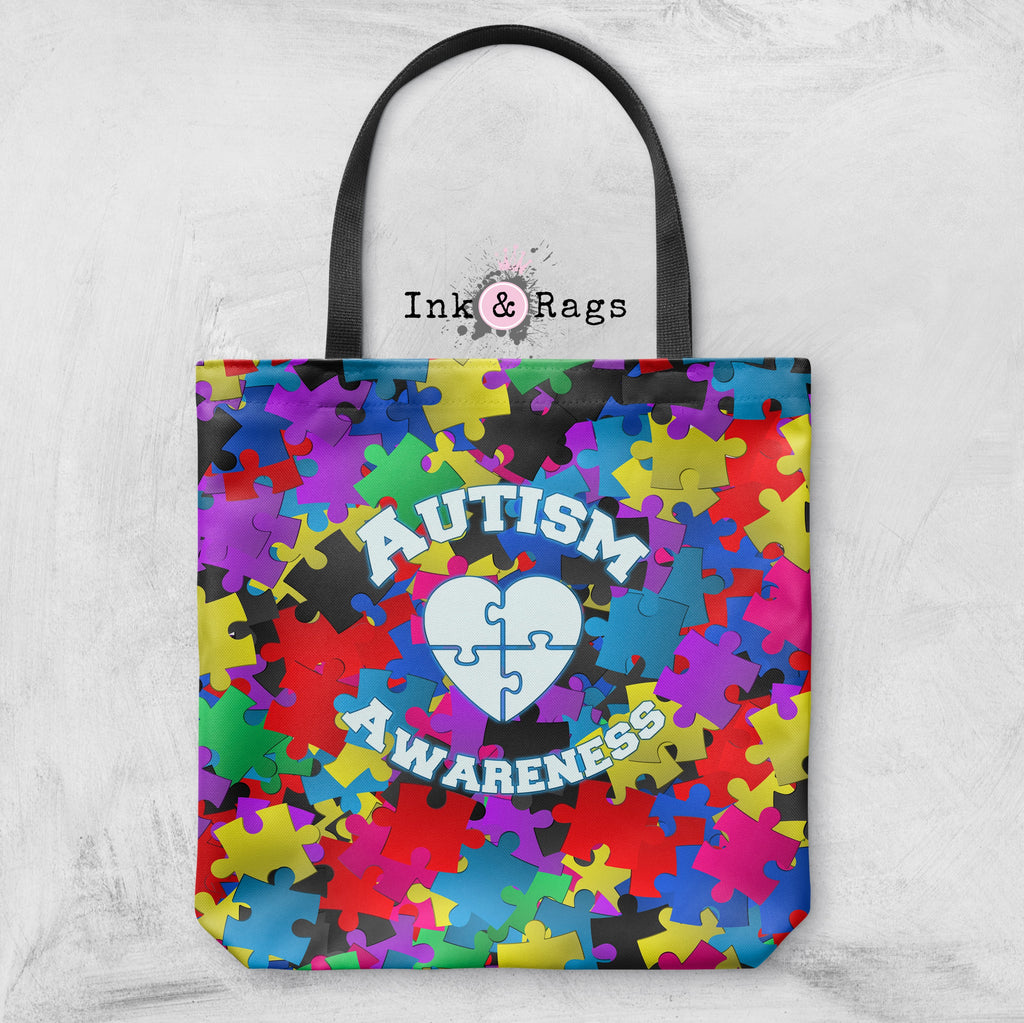 Bright Puzzle Piece Autism Awareness Tote
