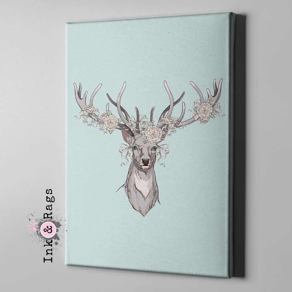 Country Chic Deer and Rose Gallery Wrapped Canvas