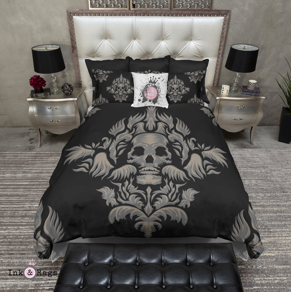 Grey and Tan Skull Bedding Collection