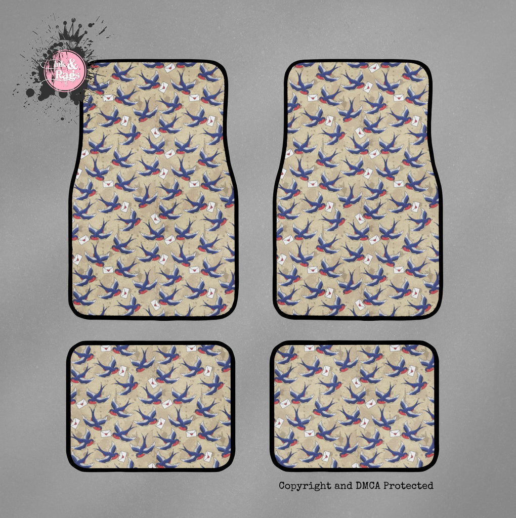 Rockabilly Love Letter and Swallows Car Mats