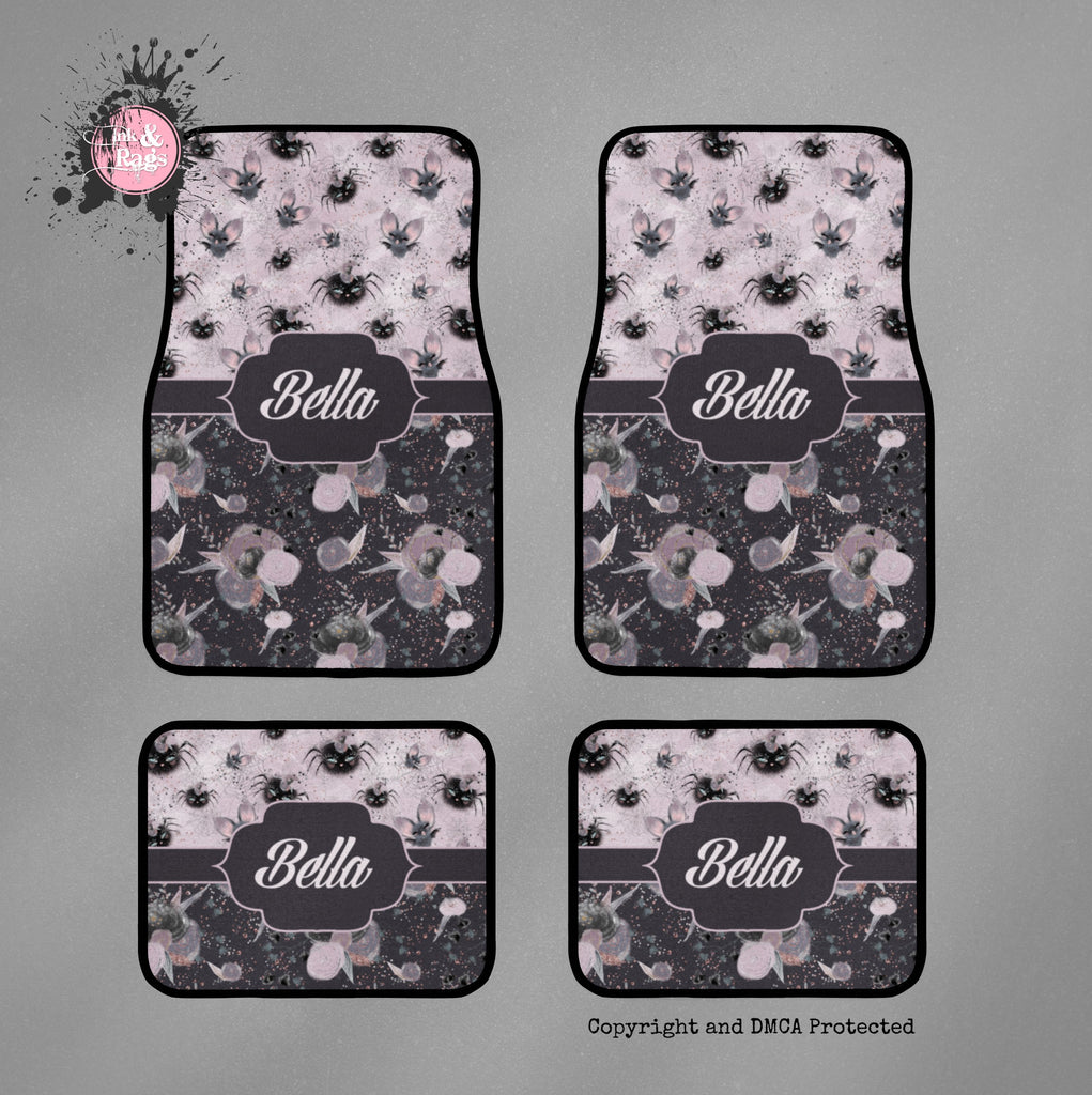 Little Bat and Spider Friends Personalized Car Mats