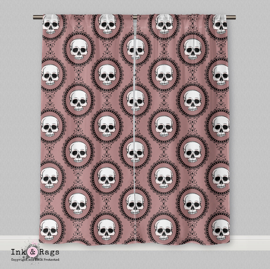 Pink Cameo Skull Curtains